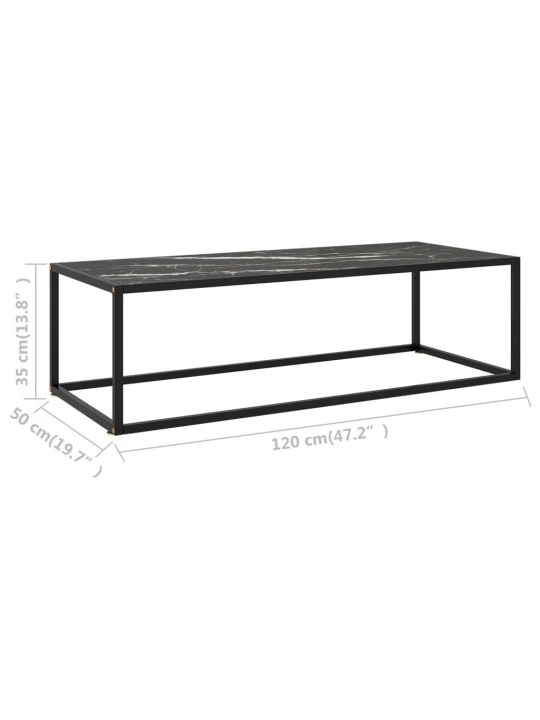 Konferenční stolek černý s černým mramorovým sklem 120x50x35 cm