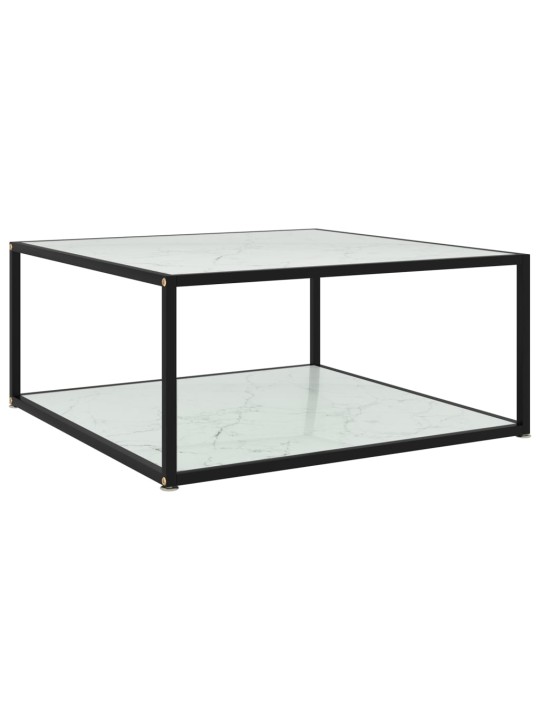 Konferenční stolek bílý 80 x 80 x 35 cm tvrzené sklo