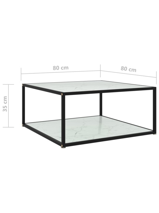 Konferenční stolek bílý 80 x 80 x 35 cm tvrzené sklo