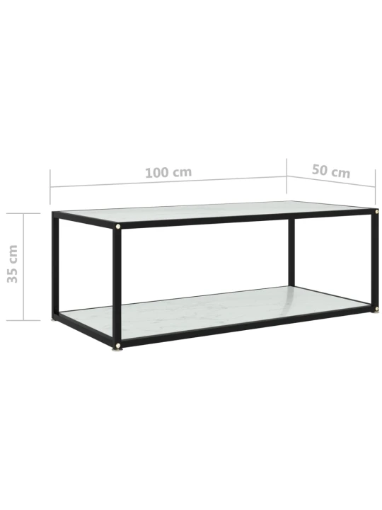 Konferenční stolek bílý 100 x 50 x 35 cm tvrzené sklo
