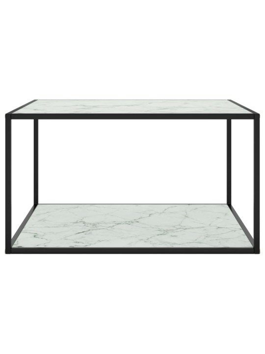 Konferenční stolek černý s bílým mramorovým sklem 90x90x50 cm