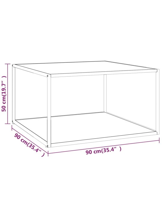 Konferenční stolek černý s bílým mramorovým sklem 90x90x50 cm