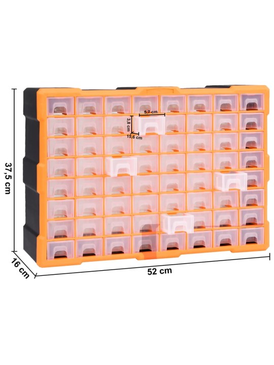 Organizér se 64 zásuvkami 52 x 16 x 37,5 cm