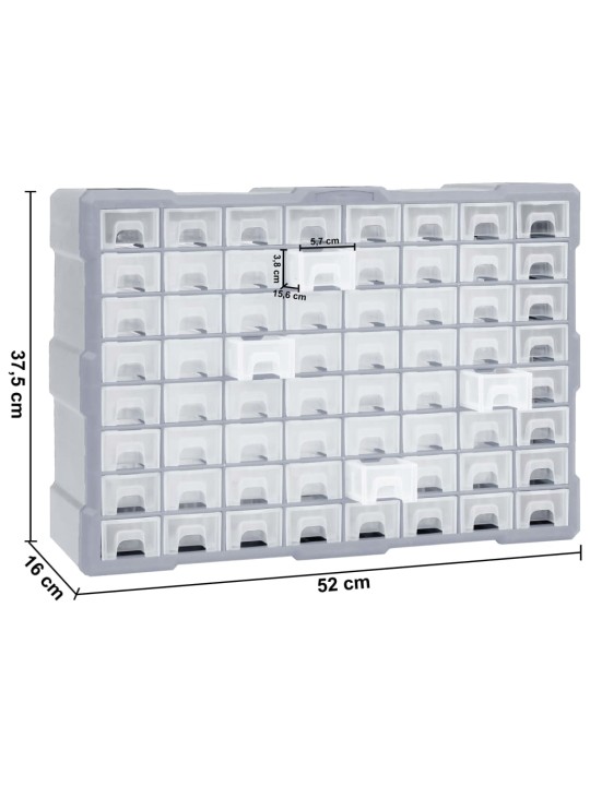 Organizér se 64 zásuvkami 52 x 16 x 37,5 cm