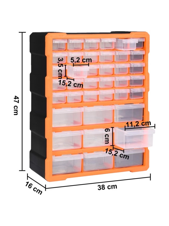 Organizér s 39 zásuvkami 38 x 16 x 47 cm