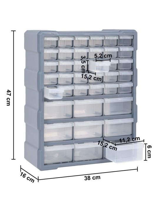 Organizér s 39 zásuvkami 38 x 16 x 47 cm