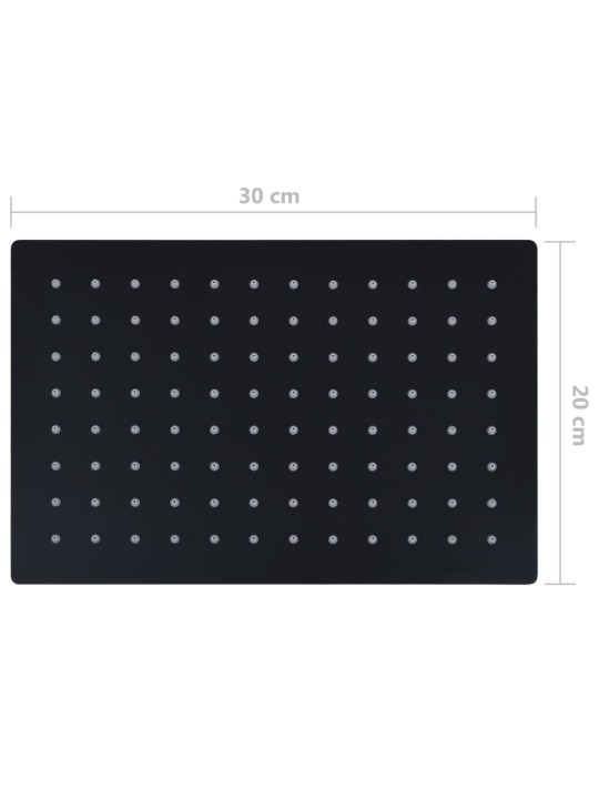 Sprchová hlavice nerezová ocel 30 x 20 cm obdélníková černá