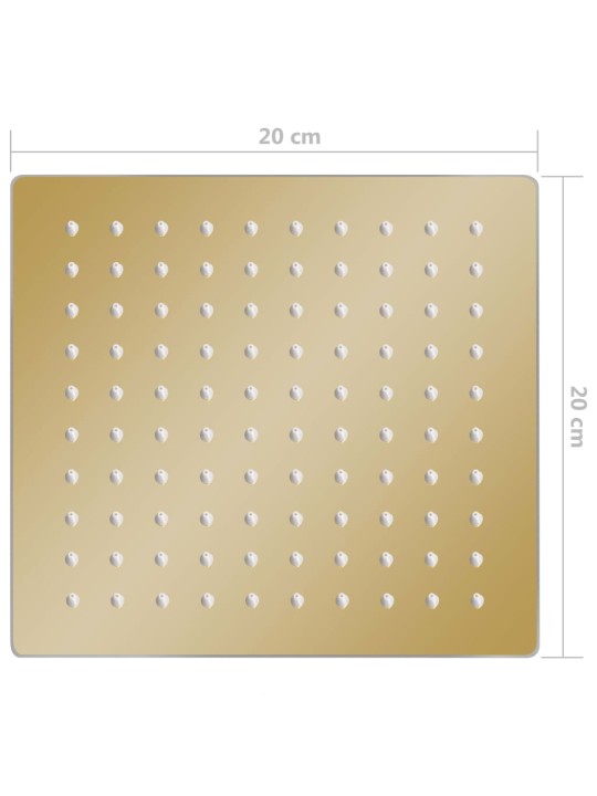 Dešťová sprchová hlavice nerezová ocel 20x20 cm čtvercová zlatá