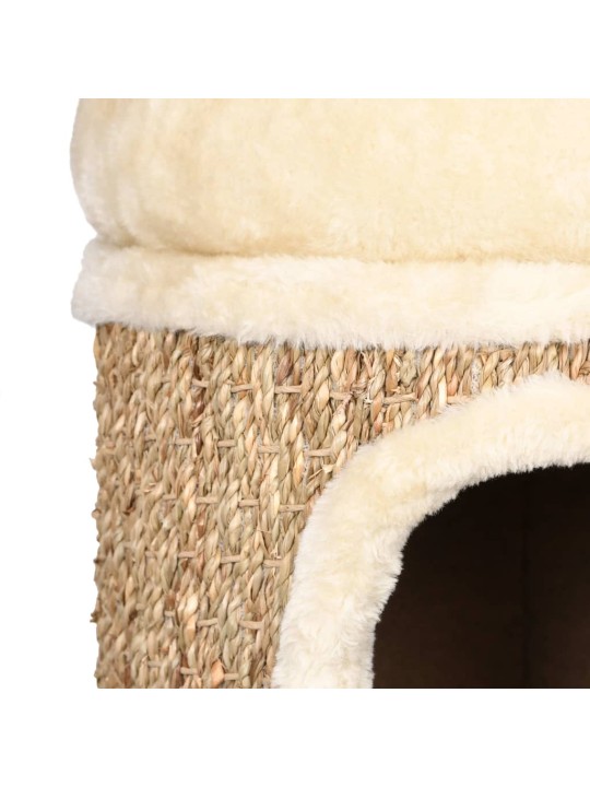 Kočičí domeček s luxusním poduškou 33 cm mořská tráva