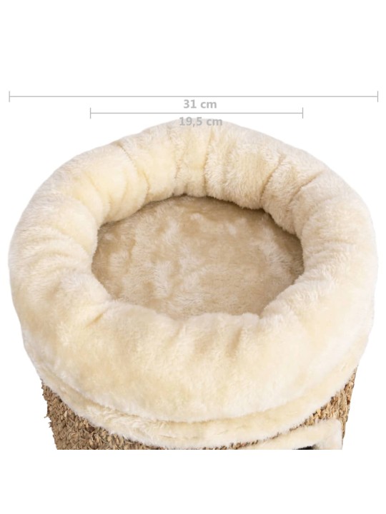 Kočičí domeček s luxusním poduškou 33 cm mořská tráva