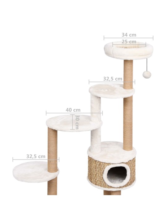 Kočičí strom luxusní podušky a škrabadlo 148 cm mořská tráva