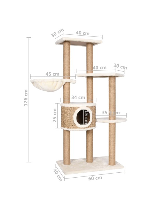 Škrabadlo pro kočky se sisalovým sloupkem 126 cm mořská tráva
