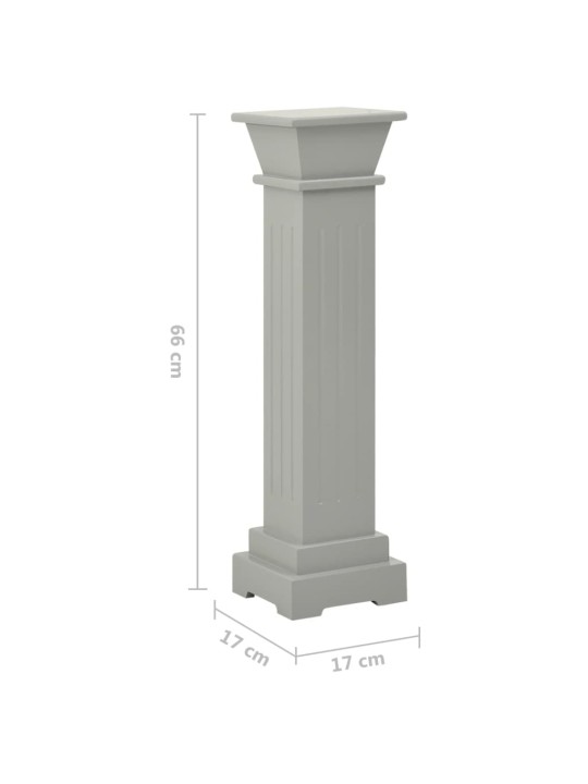 Stojan na květiny klasický čtvercový sloup šedý 17x17x66 cm MDF
