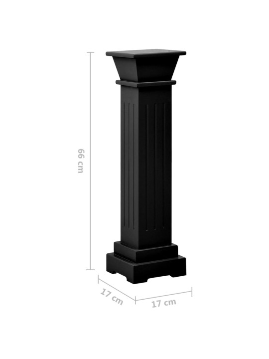 Stojan na květiny klasický čtvercový sloup černý 17x17x66cm MDF