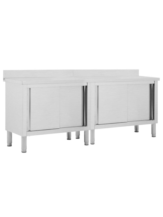 Pracovní stoly s posuvnými dvířky 2 ks 200x50x(95–97) cm nerez