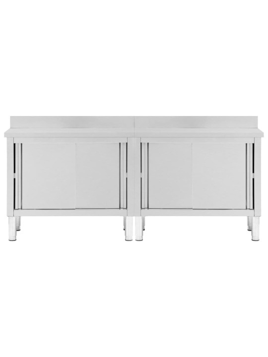 Pracovní stoly s posuvnými dvířky 2 ks 200x50x(95–97) cm nerez
