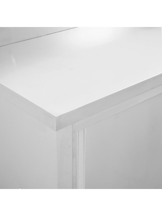 Pracovní stoly s posuvnými dvířky 2 ks 200x50x(95–97) cm nerez