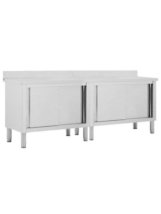 Pracovní stoly s posuvnými dvířky 2 ks 240x50x(95–97) cm nerez