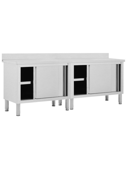 Pracovní stoly s posuvnými dvířky 2 ks 240x50x(95–97) cm nerez
