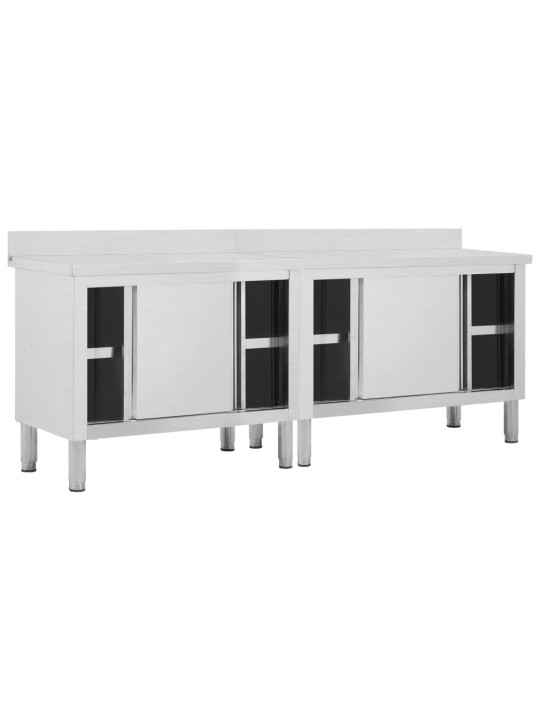 Pracovní stoly s posuvnými dvířky 2 ks 240x50x(95–97) cm nerez