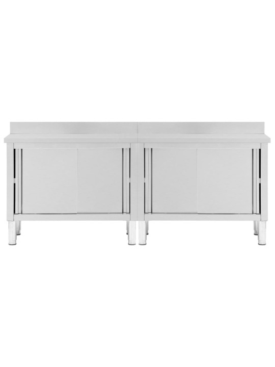 Pracovní stoly s posuvnými dvířky 2 ks 240x50x(95–97) cm nerez