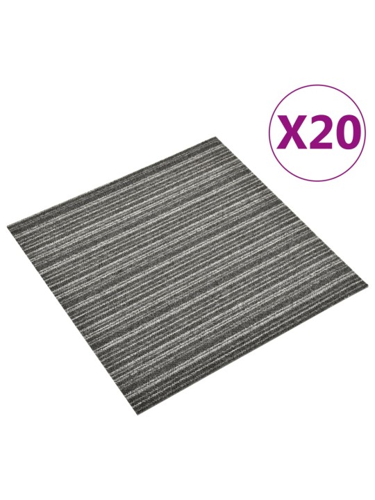 Kobercové podlahové dlaždice 20ks 5m² 50x50 cm proužky antracit
