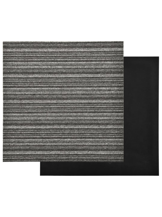 Kobercové podlahové dlaždice 20ks 5m² 50x50 cm proužky antracit