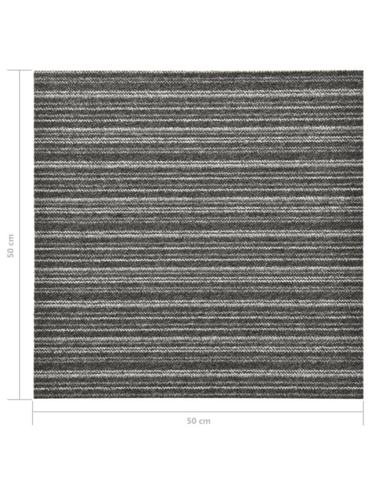 Kobercové podlahové dlaždice 20ks 5m² 50x50 cm proužky antracit