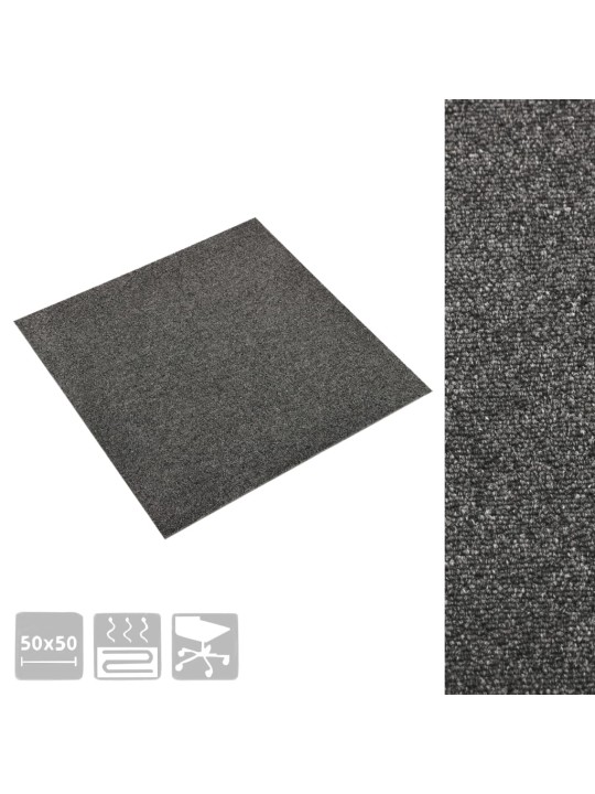 Kobercové podlahové dlaždice 20 ks 5 m² 50 x 50 cm antracit