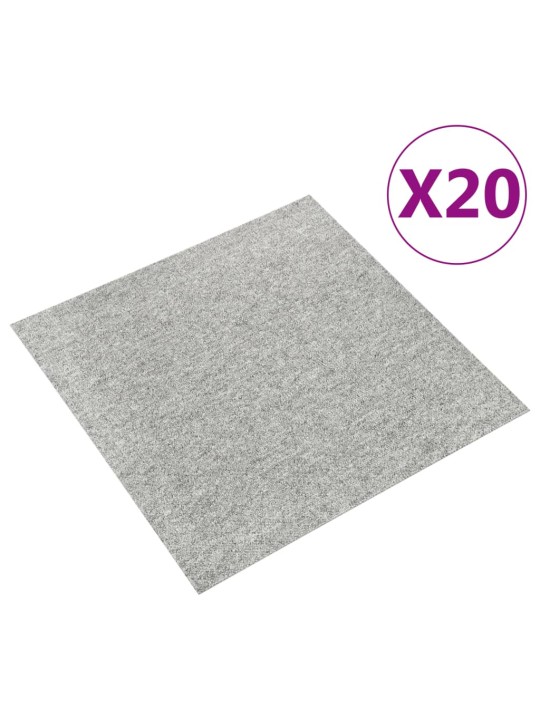 Kobercové podlahové dlaždice 20 ks 5 m² 50 x 50 cm světle šedé