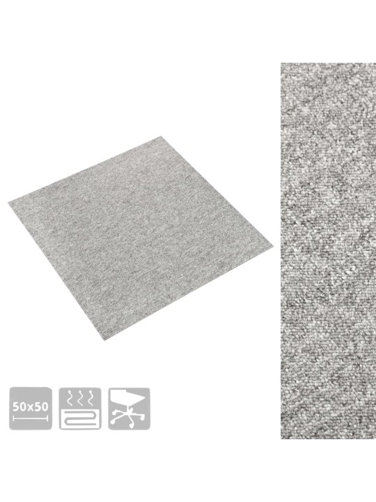 Kobercové podlahové dlaždice 20 ks 5 m² 50 x 50 cm světle šedé