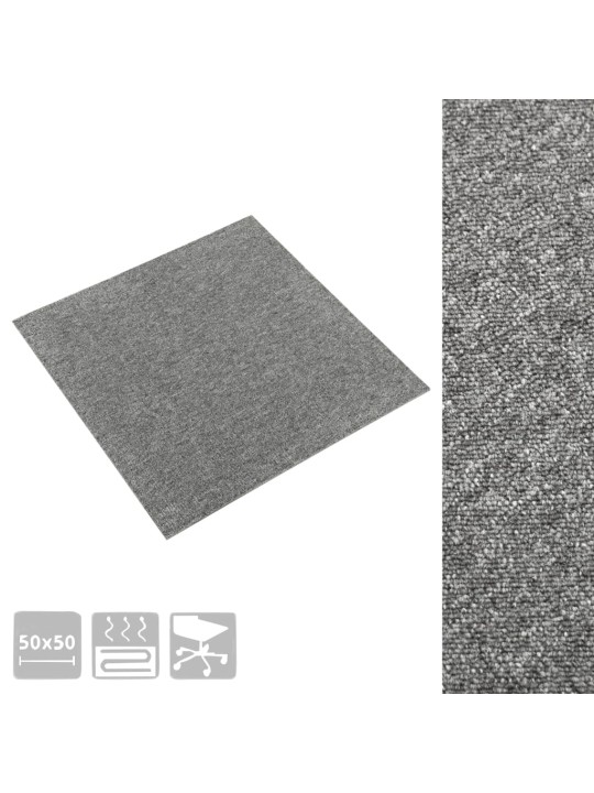 Kobercové podlahové dlaždice 20 ks 5 m² 50 x 50 cm šedé