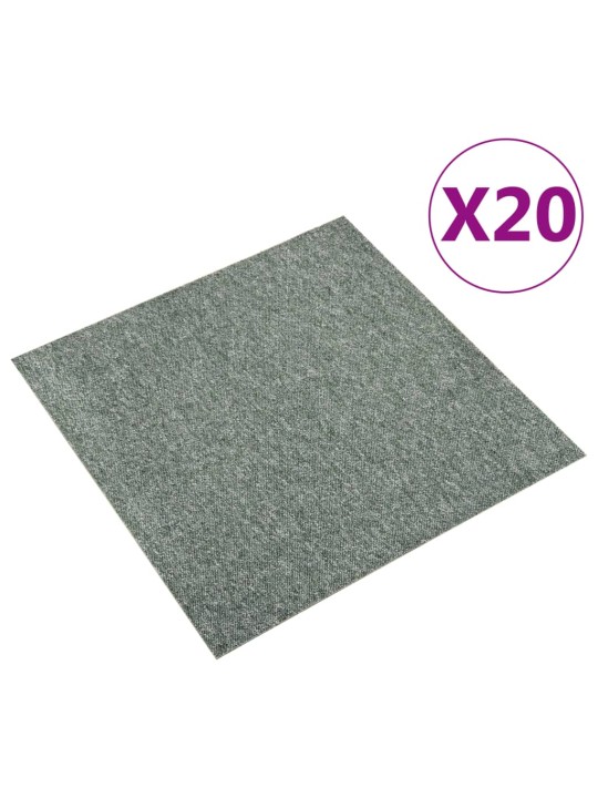 Kobercové podlahové dlaždice 20 ks 5 m² 50 x 50 cm zelené