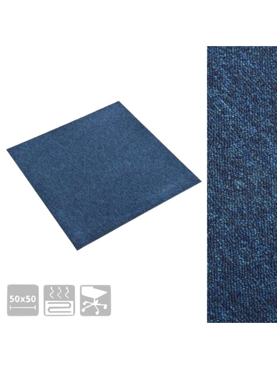 Kobercové podlahové dlaždice 20 ks 5 m² 50 x 50 cm tmavě modré