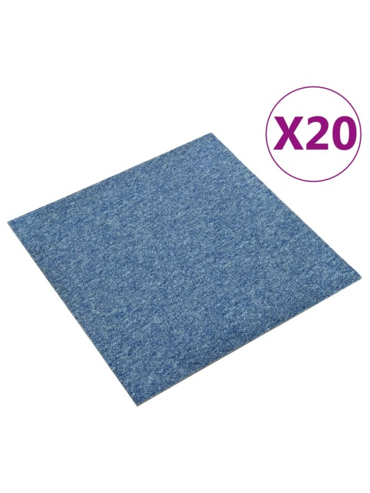Kobercové podlahové dlaždice 20 ks 5 m² 50 x 50 cm modré