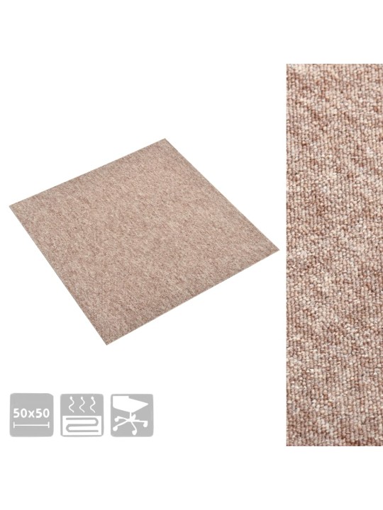 Kobercové podlahové dlaždice 20 ks 5 m² 50 x 50 cm béžové