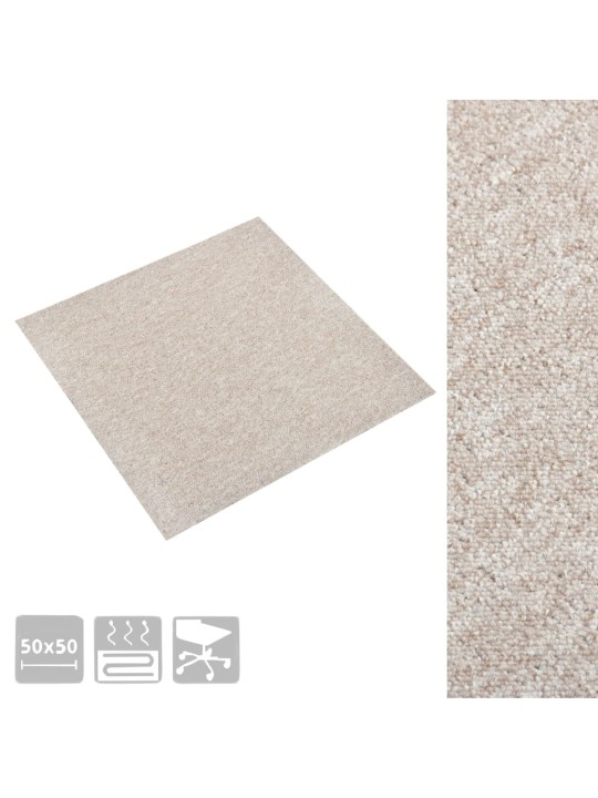 Kobercové podlahové dlaždice 20 ks 5 m² 50x50 cm světle béžové