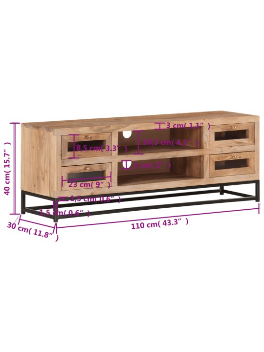 TV stolek 110 x 30 x 40 cm masivní akáciové dřevo