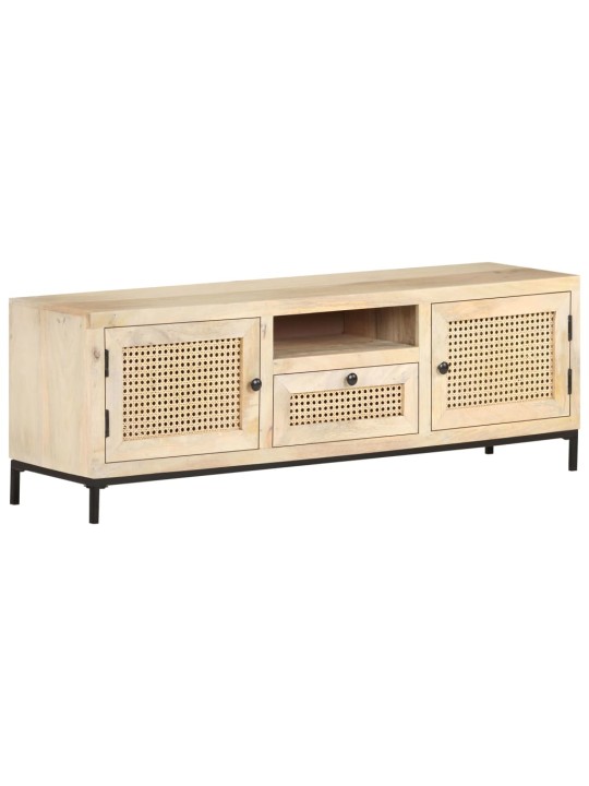 TV stolek 120 x 30 x 40 cm masivní mangovník a přírodní rákos