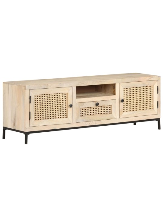 TV stolek 120 x 30 x 40 cm masivní mangovník a přírodní rákos