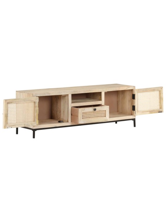 TV stolek 120 x 30 x 40 cm masivní mangovník a přírodní rákos