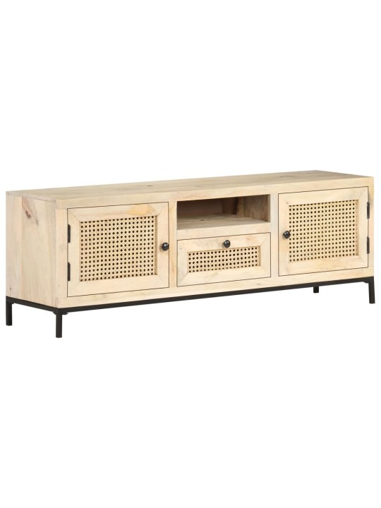 TV stolek 120 x 30 x 40 cm masivní mangovník a přírodní rákos