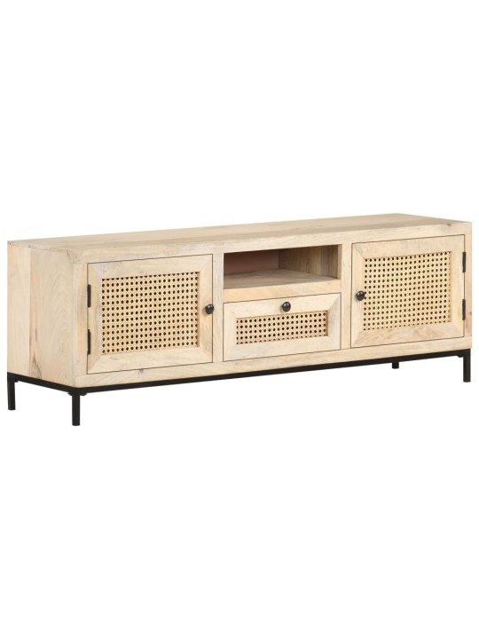 TV stolek 120 x 30 x 40 cm masivní mangovník a přírodní rákos