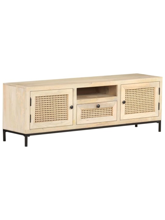 TV stolek 120 x 30 x 40 cm masivní mangovník a přírodní rákos