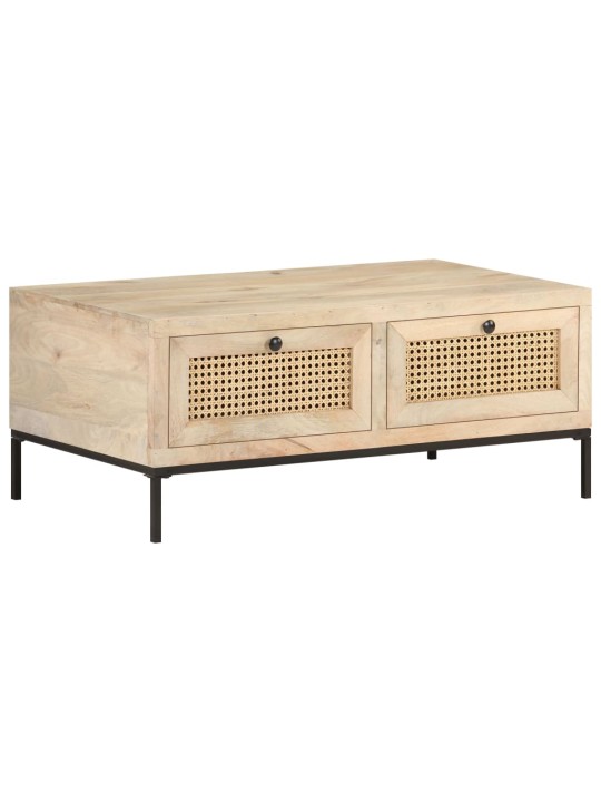 Konferenční stolek 90x50x37 cm masivní mangovník přírodní rákos