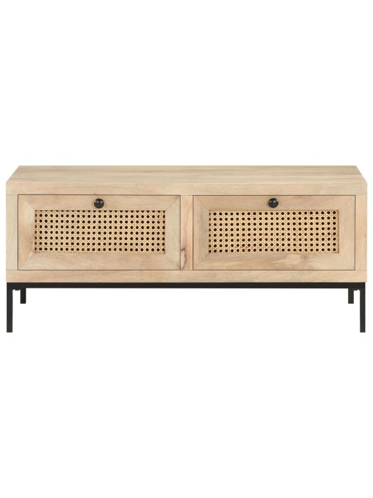 Konferenční stolek 90x50x37 cm masivní mangovník přírodní rákos