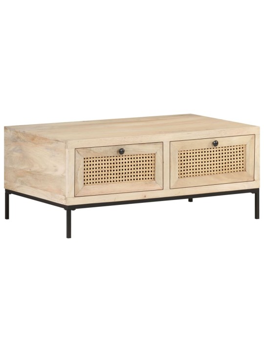 Konferenční stolek 90x50x37 cm masivní mangovník přírodní rákos