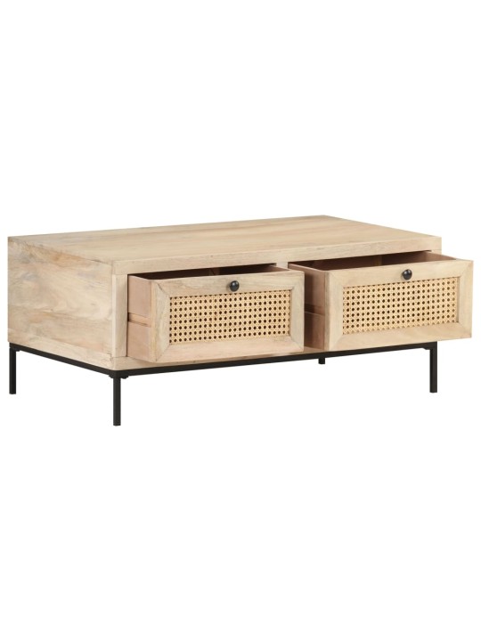 Konferenční stolek 90x50x37 cm masivní mangovník přírodní rákos