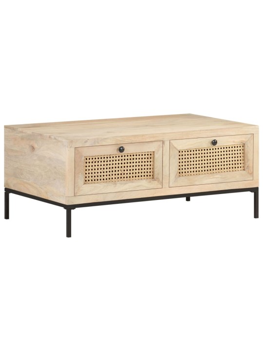 Konferenční stolek 90x50x37 cm masivní mangovník přírodní rákos