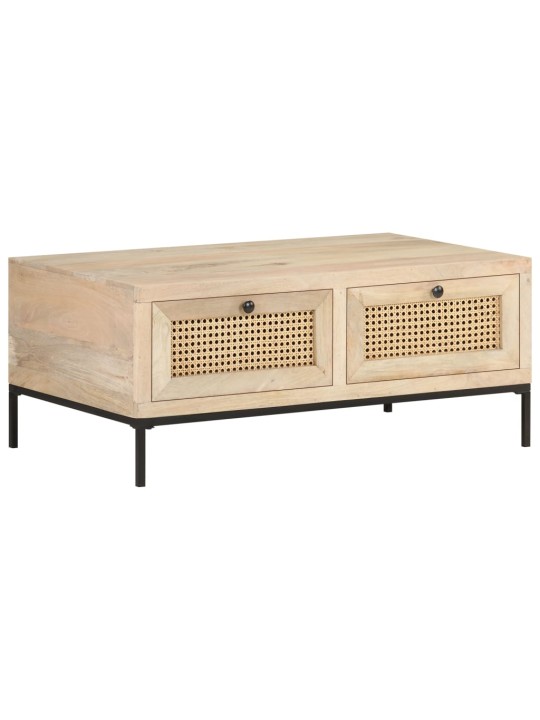 Konferenční stolek 90x50x37 cm masivní mangovník přírodní rákos
